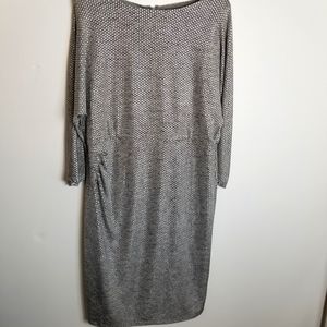 Chico's Silver Gray Textured Long Sleeve Sheath Dress